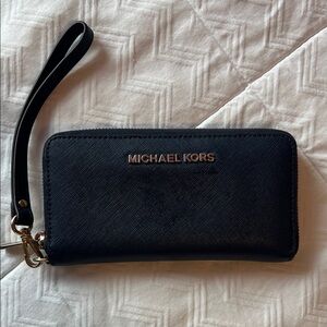 Michael Kors Navy Blue Leather Wristlet